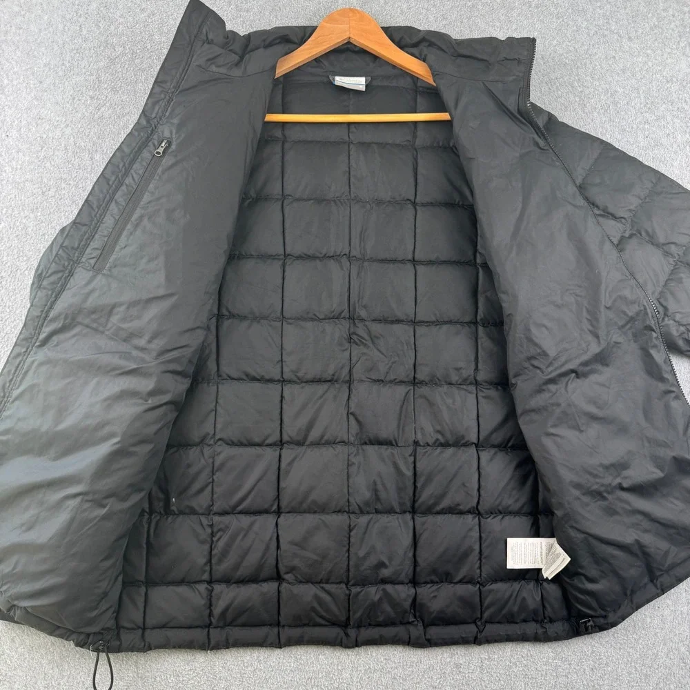 Columbia Puffer Jacket Mens Medium Black 700 Fill Power Down Quilted Ripstop